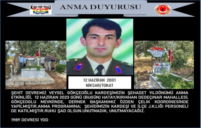 Şehit devremiz Veysel GÖKÇEOĞLU kardeşimizin şehadet yıldönümü anma etkinliği yapıldı.