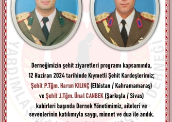 Kıymetli Şehit Kardeşlerimiz; Şehit P.Tğm. Harun KILINÇ (Elbistan / Kahramamaraş) ve Şehit J.Tğm. Ünal CANBEK (Şarkışla / Sivas)\'nın Anma Törenleri Yapıldı